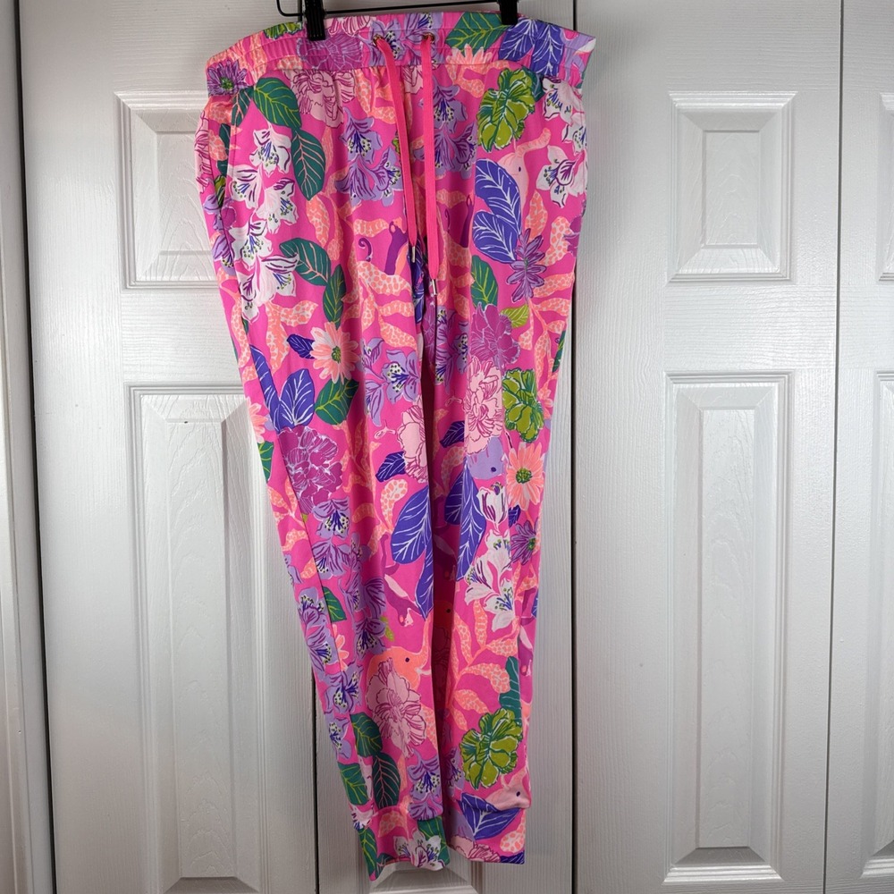 Lilly Pulitzer Lillabeth Pant Pink Isle Best Of Friends - Size Medium